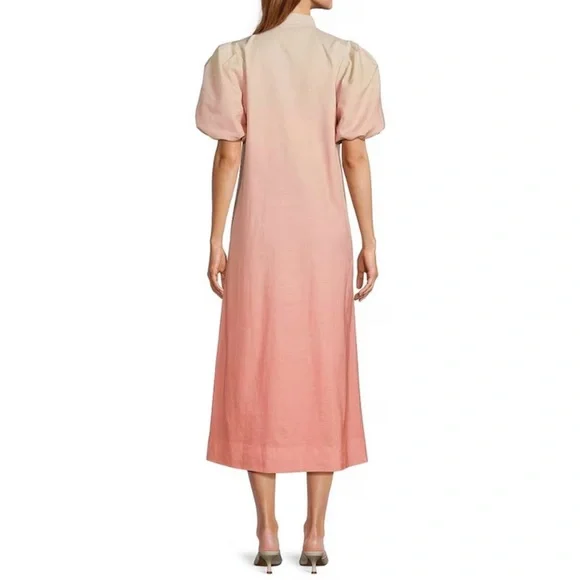 Mestiza New York Elliana linen blend ombre embroidered palm tree midi dress - Picture 3 of 10